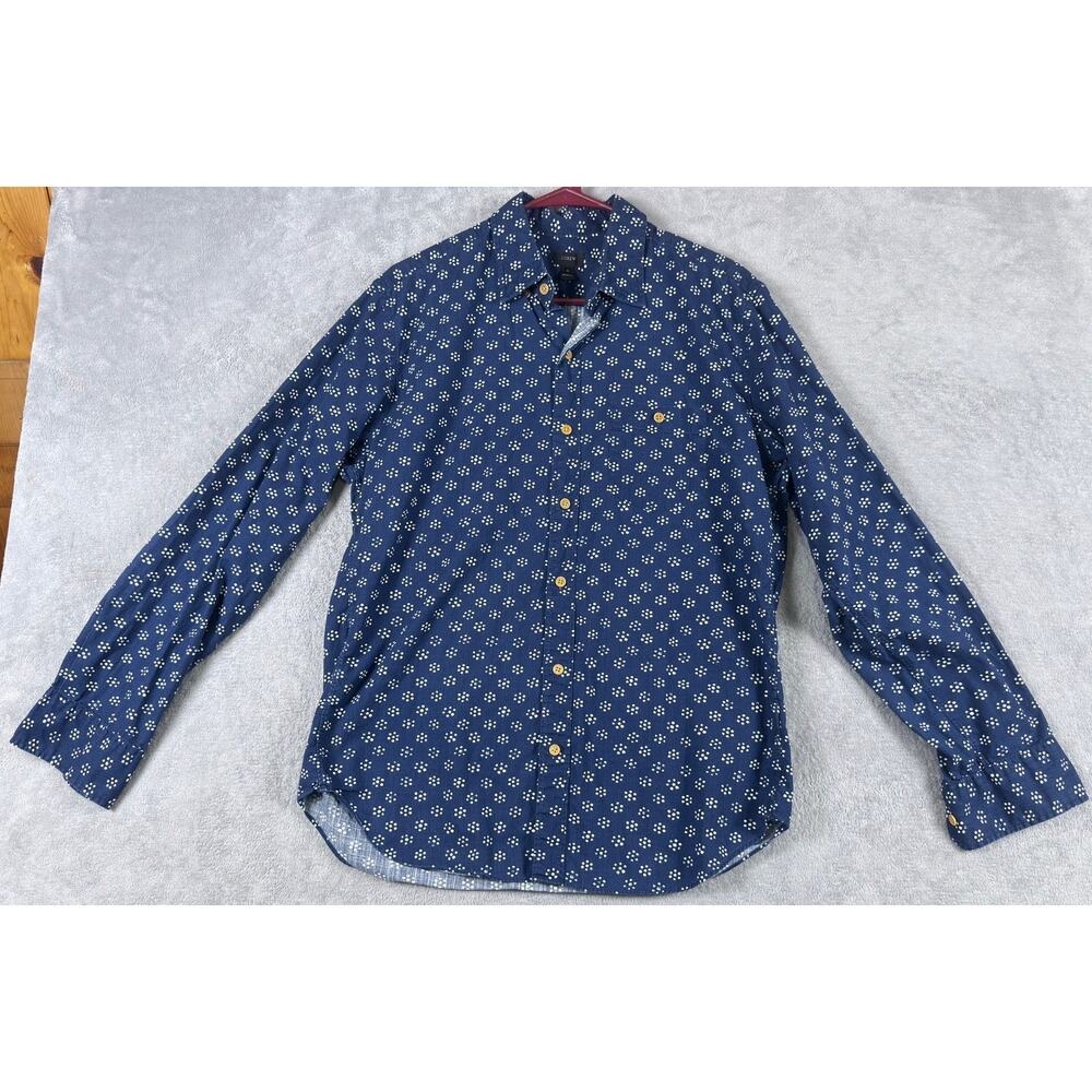 Beverly Hills Polo Club M’s L Navy Blue Floral Print Long Sleeve Button Up Shirt - Picture 2 of 8